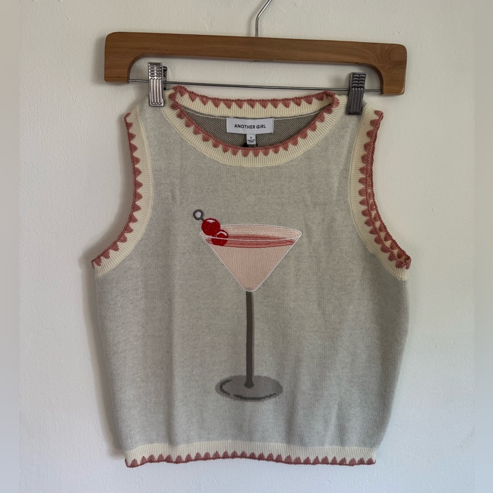Another Girl Cream Knit Cocktail Tank Top